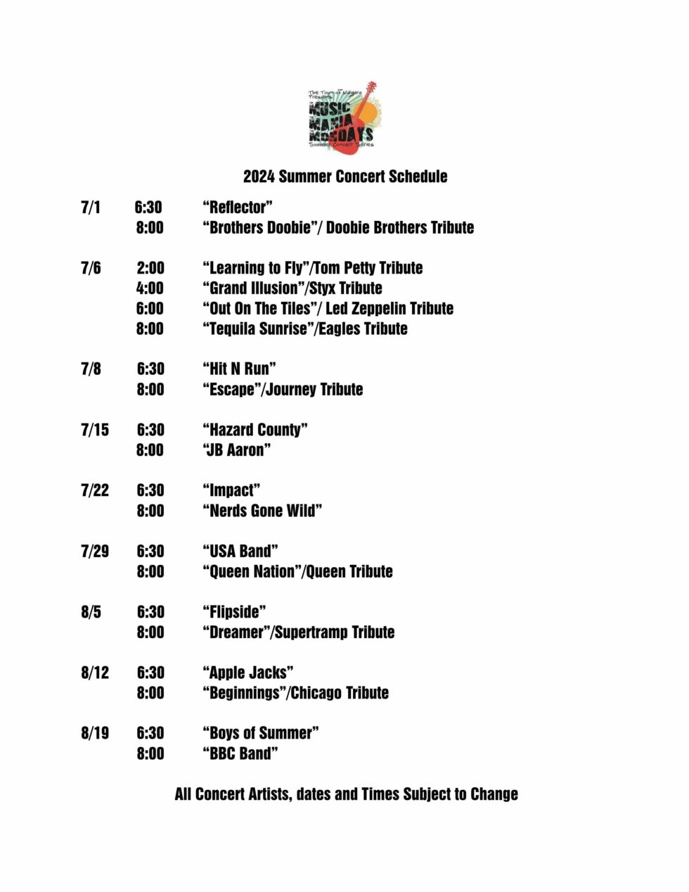 Music Mania Concert Series Town of Niagara